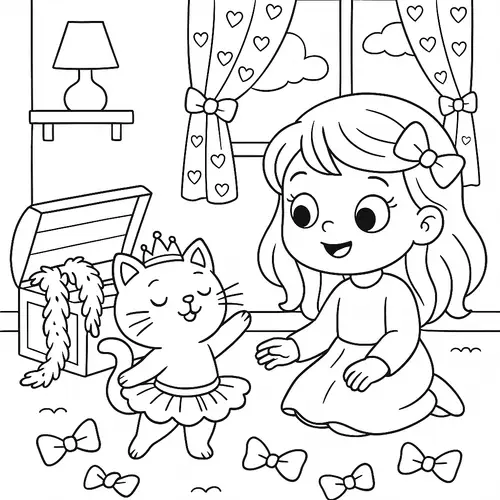 Cute Dress-Up Coloring Page for Kids
