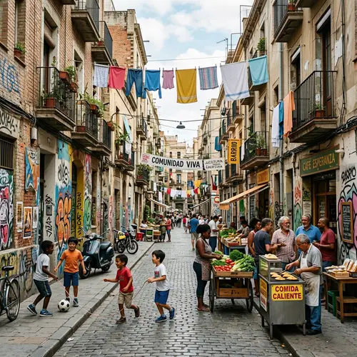 Vibrant Urban Street Scene: Community Life & Diversity