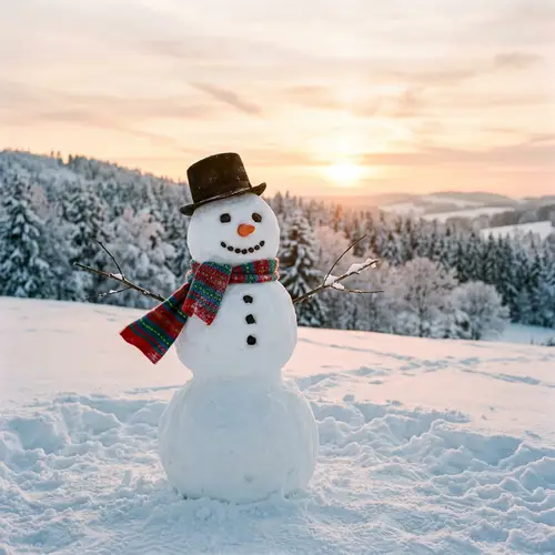 Charming Snowman in Winter Landscape