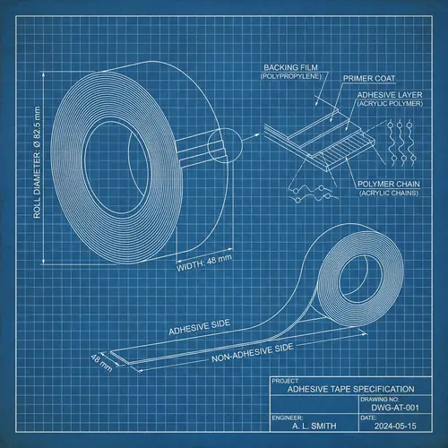 Detailed Blueprint of Adhesive Tape - Metrics, Composition & Aesthetic