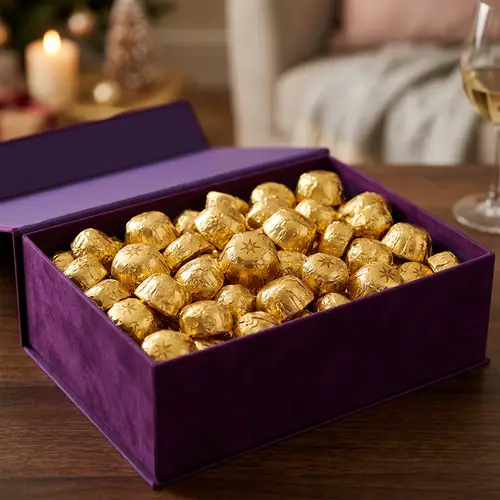 Luxury Milk Chocolates in Shiny Gold Foil Wrappers