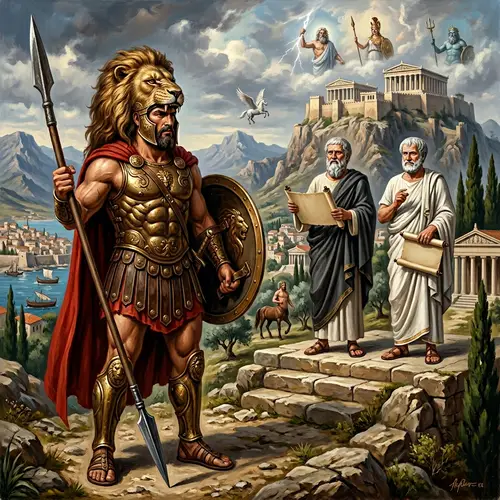 Ajax, Plato, and Aristotle in Greek Mythological Setting