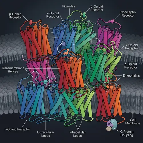 Detailed Superimposed Opioid Receptors Structure