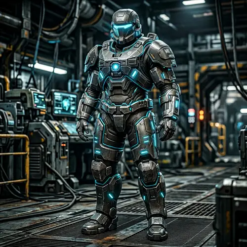 Futuristic Kevlar Armor Suit | High-Tech Lighting & Strength