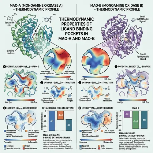 Thermodynamic Properties of MAO-A and MAO-B Ligand Binding Pockets