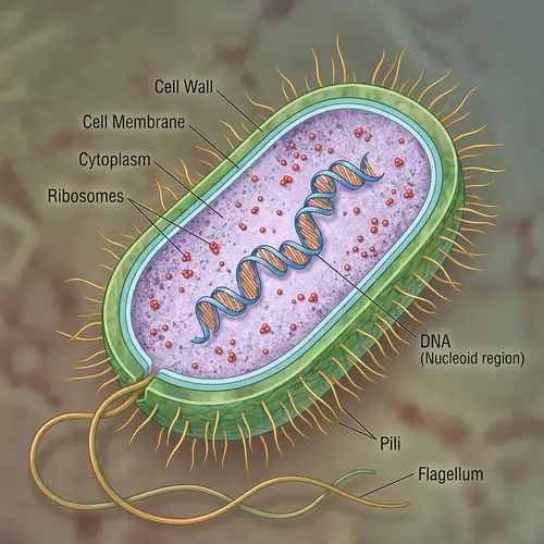 Detailed Illustration of a Bacterial Cell