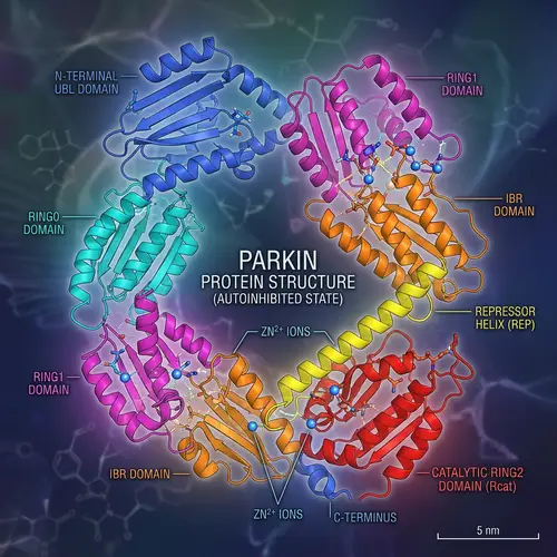 Detailed Parkin Protein Structure | Molecular Illustration
