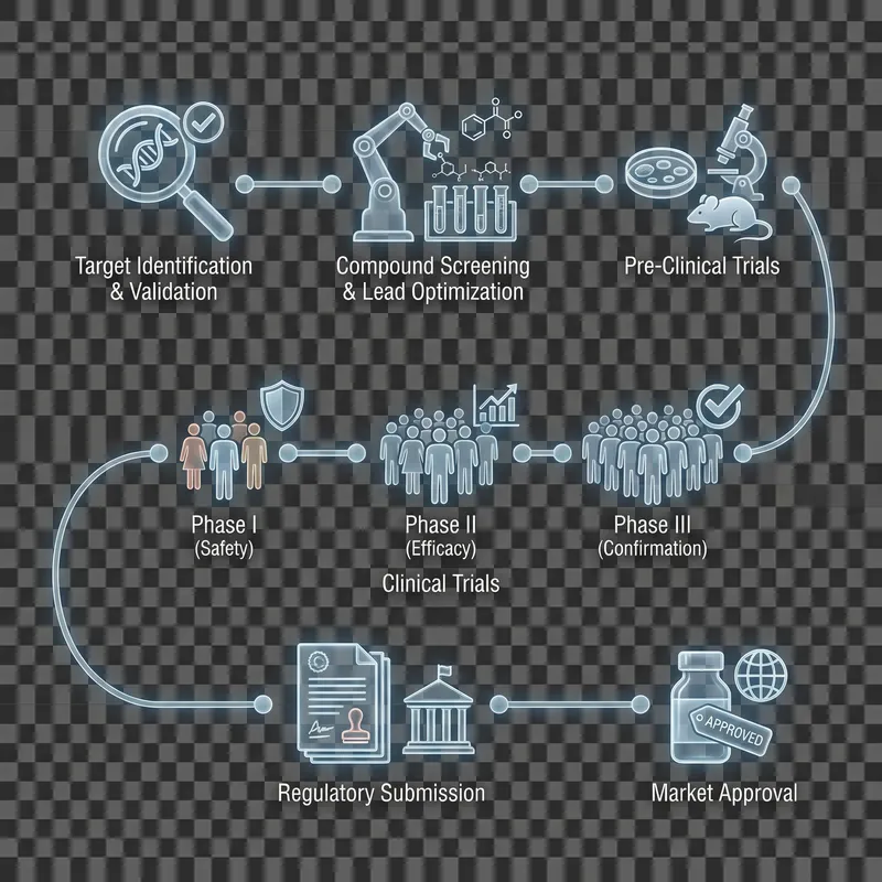 Drug Discovery Pipeline on Transparent Background
