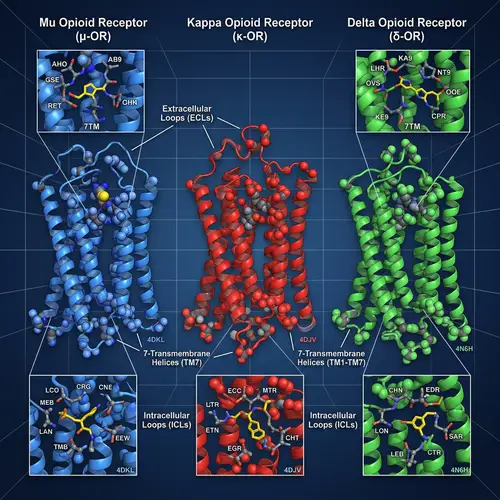 Kappa, Mu, Delta Receptors Crystal Structure Visualization | PDB