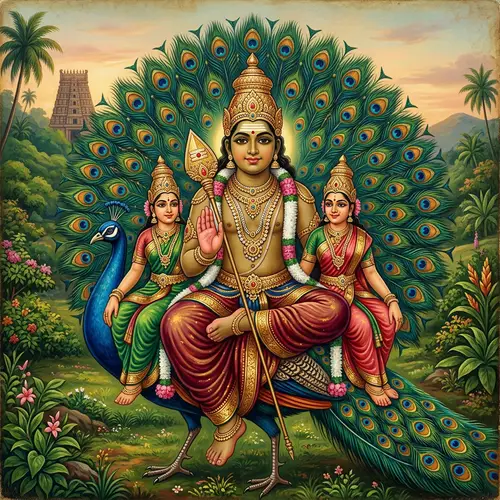 Lord Subramanya: Divine Deity on Peacock | South Indian Tamil Mythology
