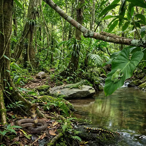 Biodiverse Jungle Habitat with Reptiles and Amphibians