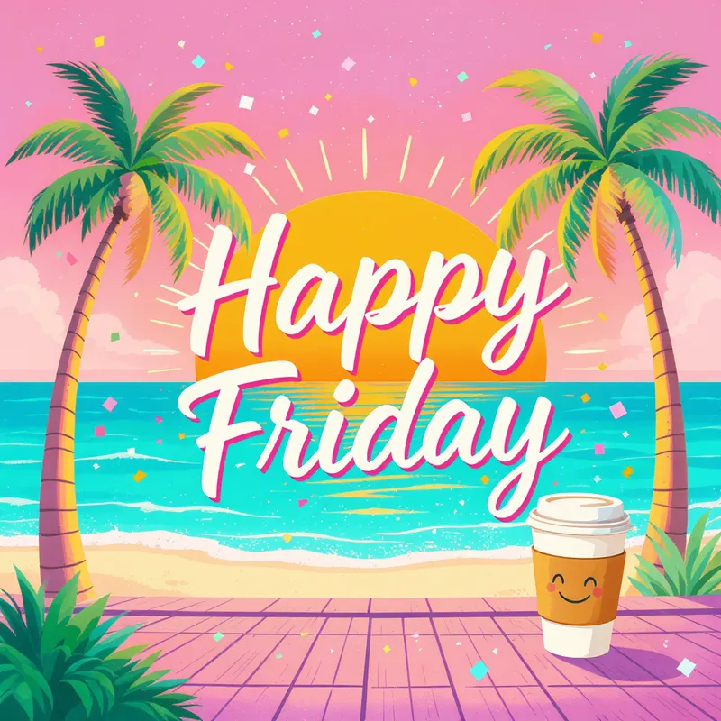 Happy Friday Artwork: Cheerful Beach Vibes