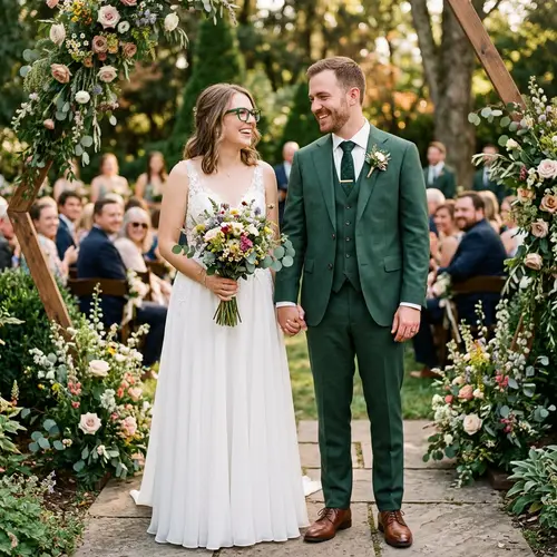Elegant Wedding Couple in Stylish Attire