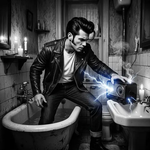 Gothic Greaser Tragedy: Vintage Radio Sparking Electric Shock