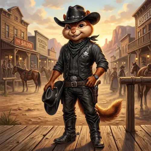 Handsome Anthro Chipmunk Cowboy Art