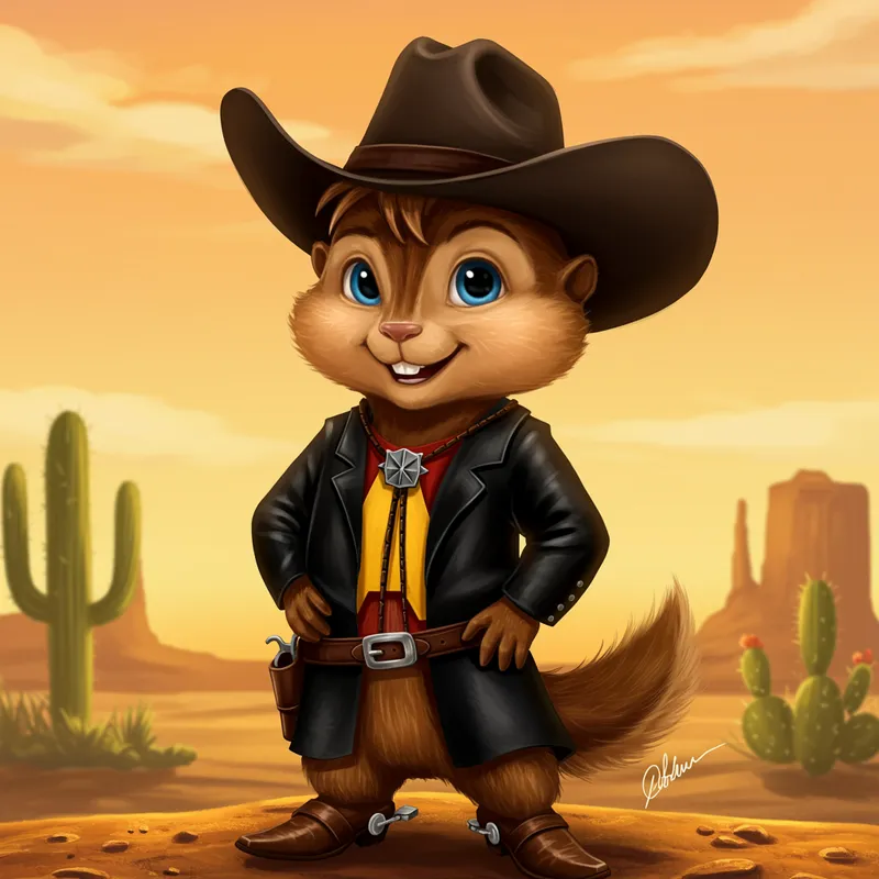 Handsome Anthro Chipmunk Cowboy Art