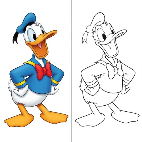 Donald Duck Quacking Illustration – Color & Outline