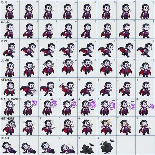 Cartoon Vampire Animation Sprite Sheet