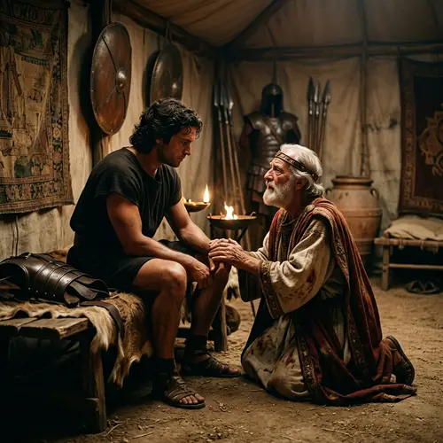 Achilles and Priam's Emotional Meeting in the Time of the Trojan War