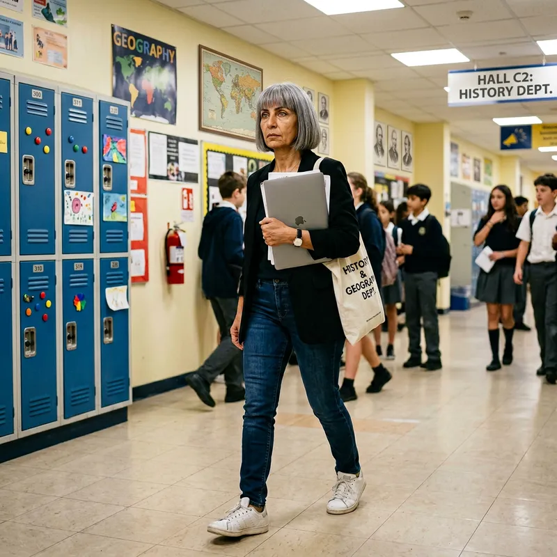 History and Geography Teacher in Jeans and Black Blazer | White Sneakers | Short Grey Hair | 55 Years Old History and Geography Teacher in Jeans and Black Blazer | White Sneakers | Short Grey Hair | 55 Years Old