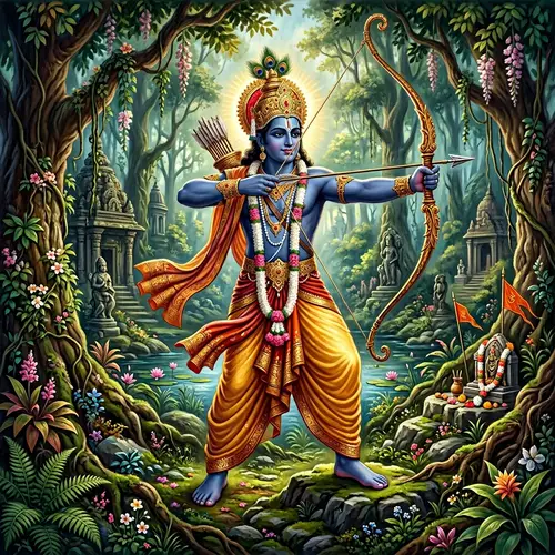 Lord Rama: Serene Deity with Bow and Arrow