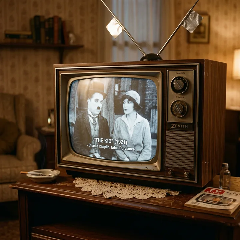 Vintage Cathode Ray Tube Television on Wooden Stand