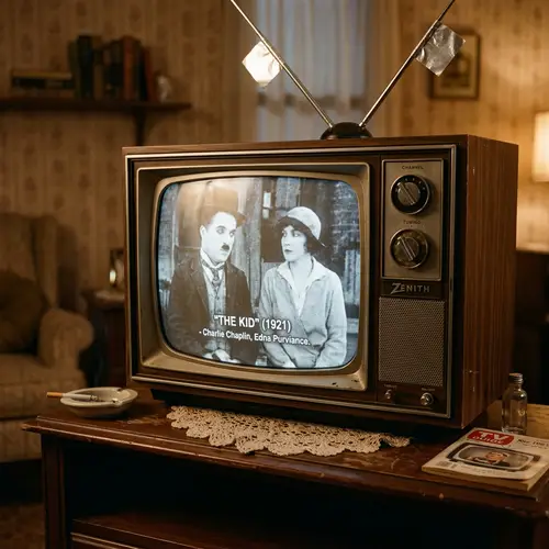 Vintage 1960s Cathode Ray Tube Television on Wooden Stand