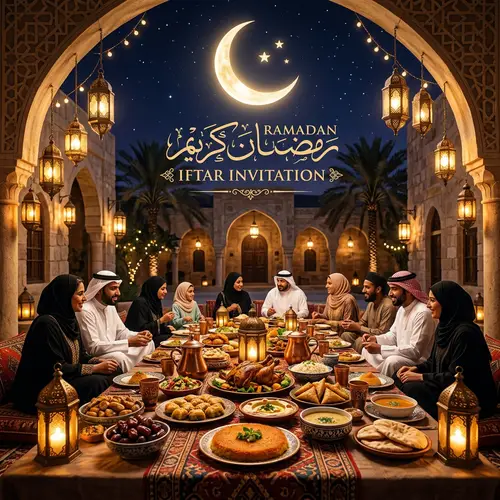 Elegant Ramadan Feast Invitation | Traditional Ramadan Setting