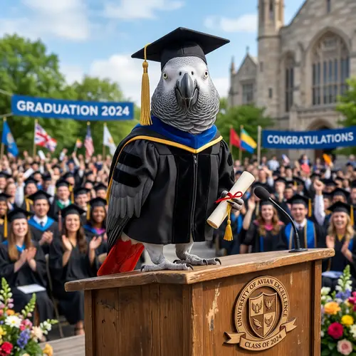 Graduation Parrot Artwork - Unique Designs