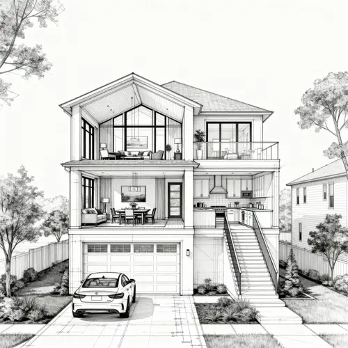 Modern House Blueprint with Sleek Design Features