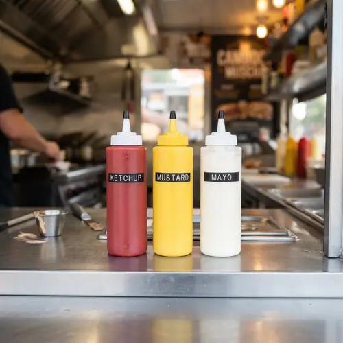 Vibrant Food Truck Squeeze Bottles for Condiments