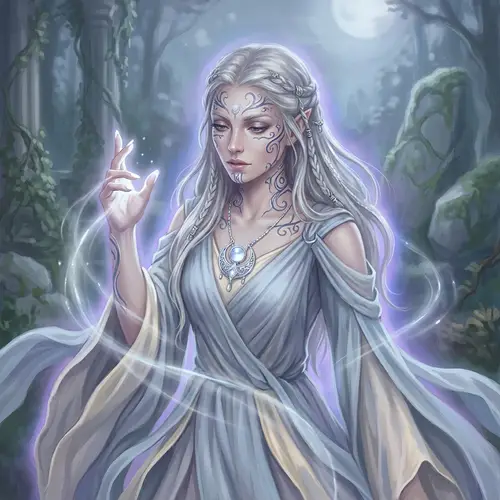 Enchanting Moon Sorceress: Eladrin Art Piece