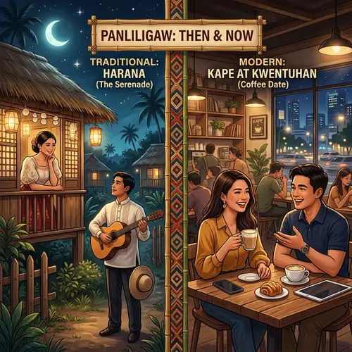 Traditional and Modern Filipino Courting Styles Collage