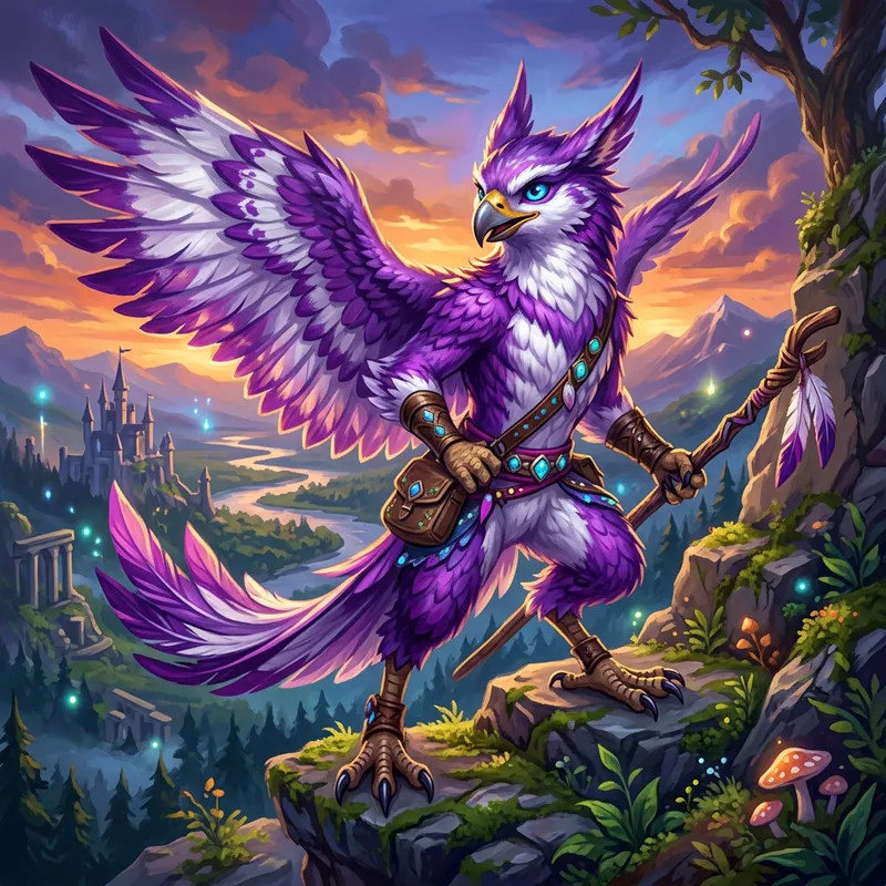 Majestic Bird Fursona: Vibrant Digital Art