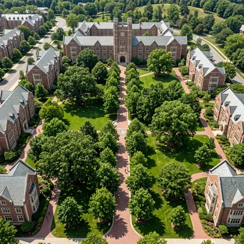 University Campus Design with Green Spaces