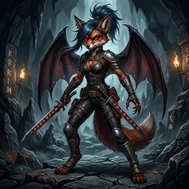 Vixen Warrior Megera with Demonic Features & Bat-like Wings Vixen Warrior Megera with Demonic Features & Bat-like Wings