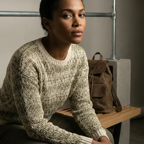 Fashionable Knitted Jaquard Sweater Photoshoot