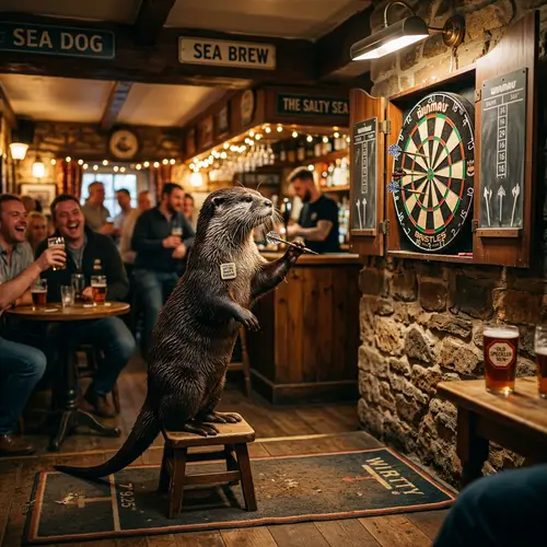 Sei Otter Playing Darts - Fun Wildlife Moment