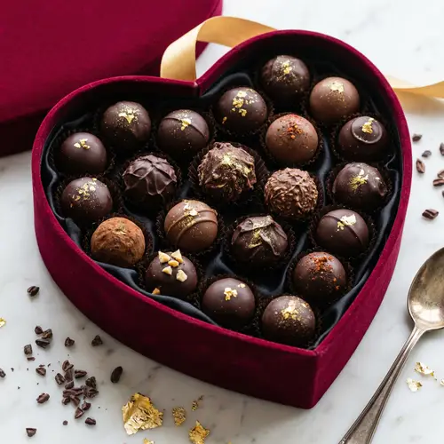 Gourmet Heart-Shaped Dark Chocolate Truffles