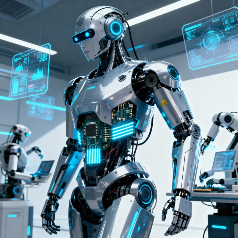 Futuristic Cyber Robot Design 2090: AI and Tech Innovations