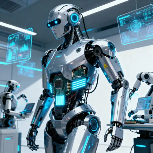 Futuristic Cyber Robot Design 2090: AI and Tech Innovations