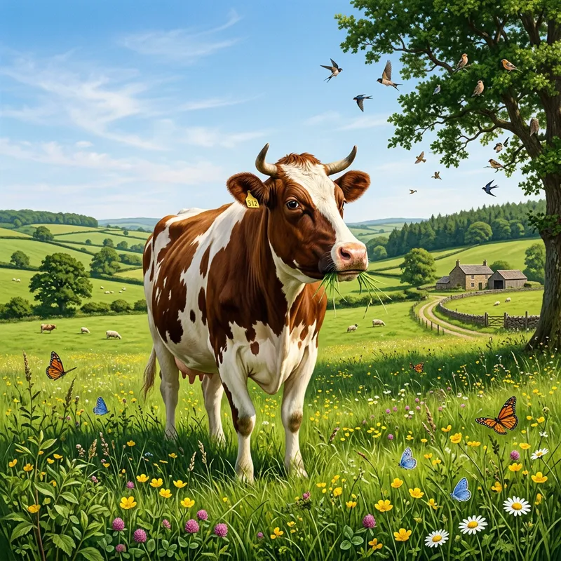 Tranquil Cow Grazing in Idyllic Pasture