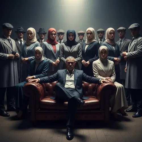 Cinematic Portrait of a Mafia Boss and Vintage Gangsters