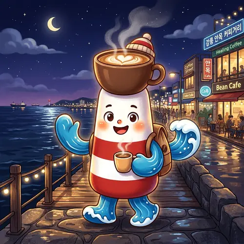 Cute Lighthouse Coffee Mascot | Gangneung's Symbol