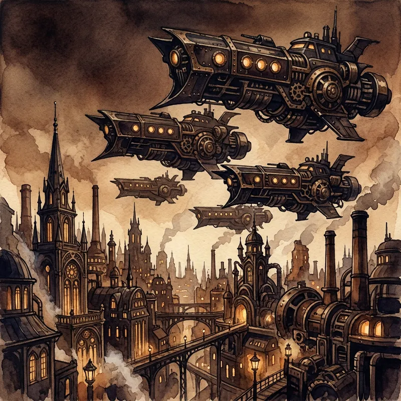 Futuristic Steampunk Armada: A Sci-Fi Fantasy Journey