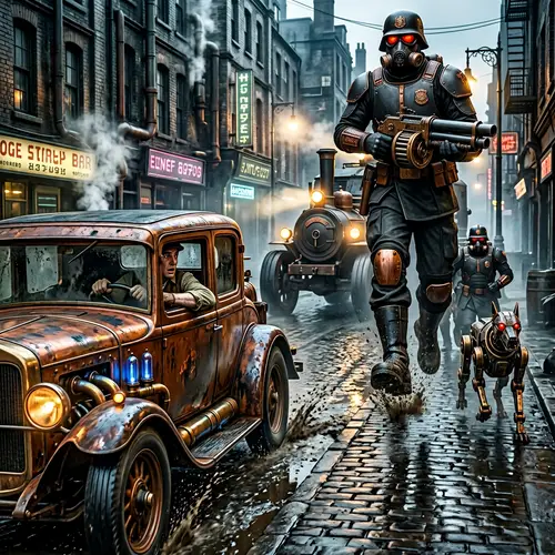 Innocent Driver Escapes Dystopian Police - Steampunk Style