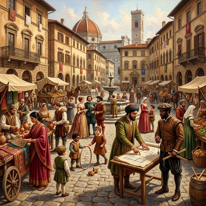 History meets Renaissance in a Town Square