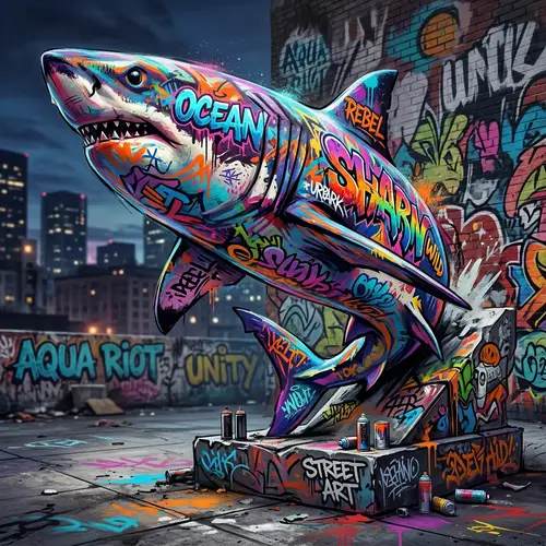 Graffiti Art Shark: Urban Colors & Dynamic Movement