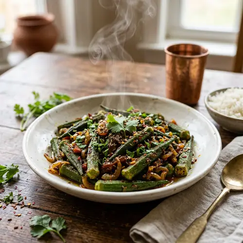 Classic Sizzling Bhindi - Delicious Okra Dish | Asian Culinary Tradition