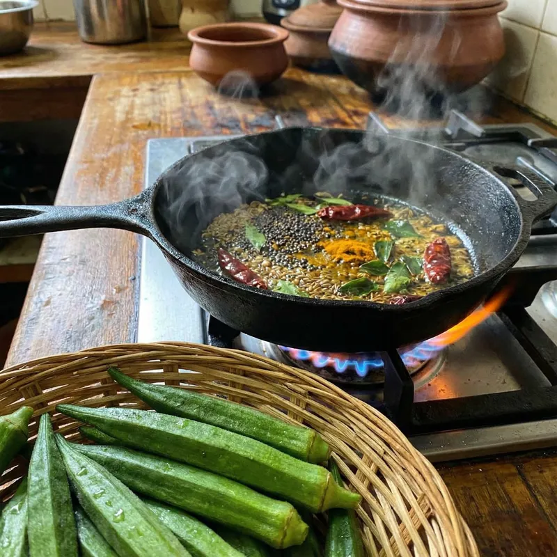 Sizzling Bhindi with Spicy Indian Tadka: A Culinary Delight